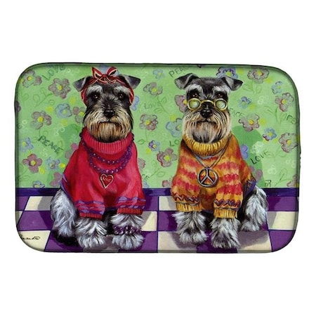 Carolines Treasures Carolines Treasures PPP3333DDM 14 x 21 in. Schnauzer Love & Peace Dish Drying Mat PPP3333DDM